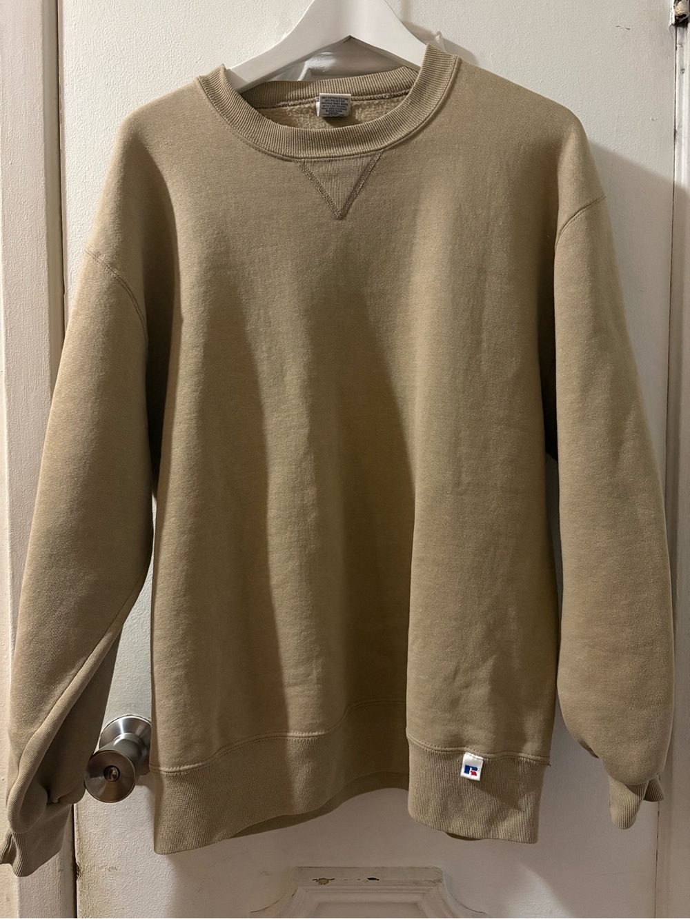 Vintage Russell Athletic Made in USA Crewneck Sweatshirt in Tan Men’s Size Large